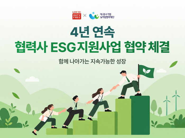 롯데면세점은 중소 협력사 최대 10곳에 환경·사회·지배구조(ESG) 교육과 컨설팅을 제공하는 '2026년 협력사 ESG 지원사업'을 4년 연속 진행한다고 13일 밝혔다.
