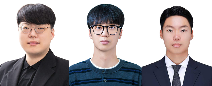 왼쪽부터 강동호 교수, 전기전자컴퓨터공학과 손현창 석박사통합과정생, 이승빈 석사.