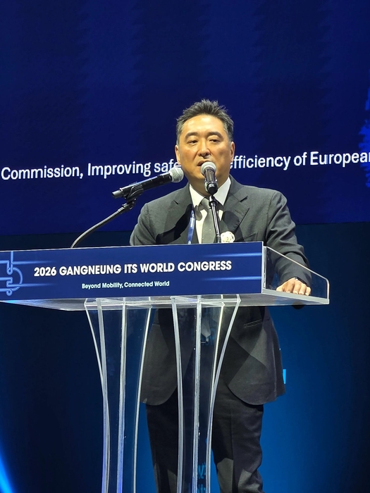 김상표 퀄컴코리아 사장가 '2026 강릉 ITS 세계총회' 기조 연설했다.(사진=퀄컴)