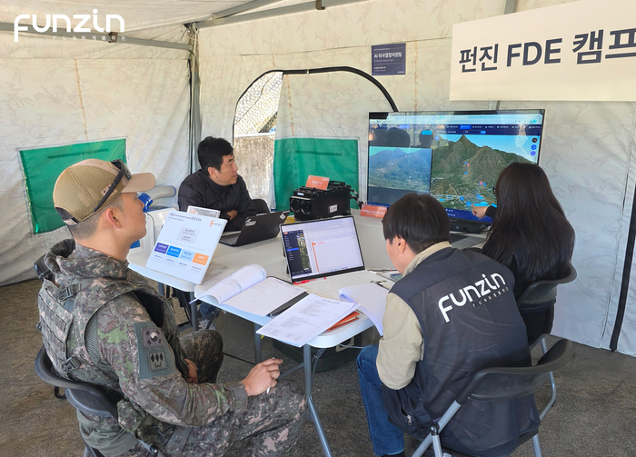 펀진이 지난 14일 경기도 양평훈련장에서 진행한 '아미 타이거 플러스(Army TIGER+)' 미래전 통합 전투수행훈련에 참가했다. 펀진은 FDE(현장 배치 엔지니어) 전담 조직을 구성해 현장에 대응했다. (펀진 제공)