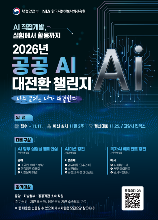 행안부, '공공 AI 대전환 챌린지' 진행…“공무원 개발 AI 도구로 문제해결”