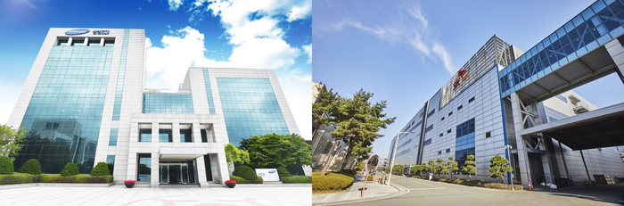 삼성SDI 기흥사업장(사진 왼쪽), SK온 서산공장 전경(오른쪽)