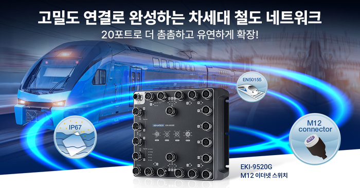 어드밴텍, 철도 차량용 20포트 이더넷 스위치 출시