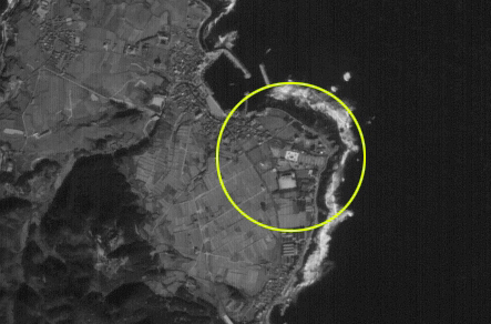 아리랑 1호에 찍힌 포항 호미곶 해맞이 광장 태극기