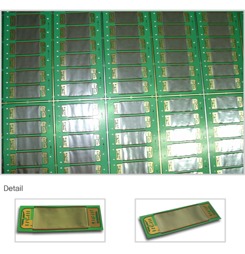 서흥플라즈마의 스퍼터 기술을 사용해 전자파차폐 처리한 PCB.