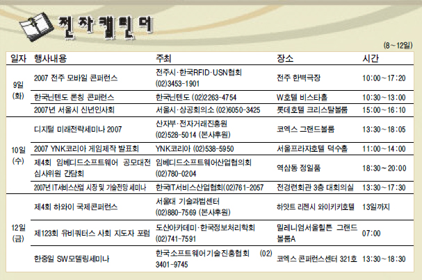 [전자캘린더]2007년 1월 8~12일