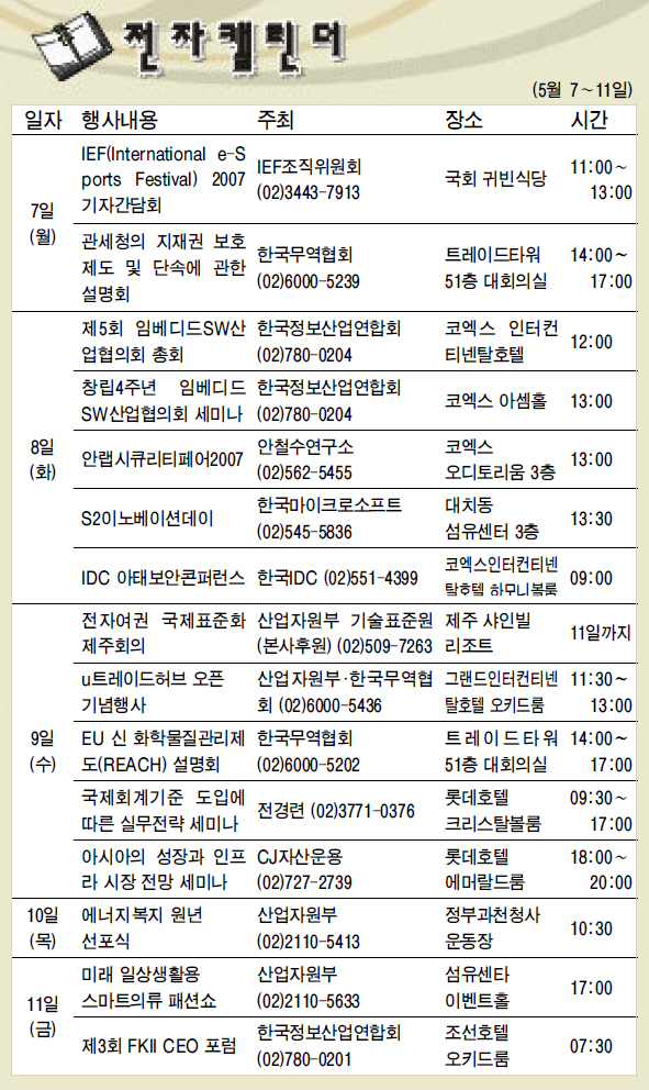 [전자캘린더]5월 7~11일