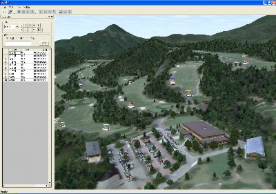 양주 컨트리클럽에 구축 중인 3D기반의 골프장 관제시스템. 각 팀의 이동 상황을 한 눈에 알 수 있다.