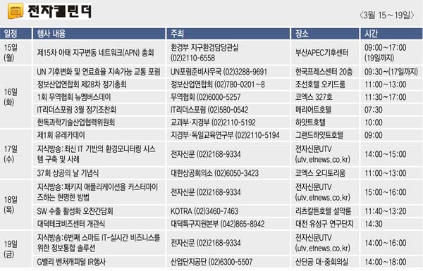 전자캘린더 3월 <15∼19일>