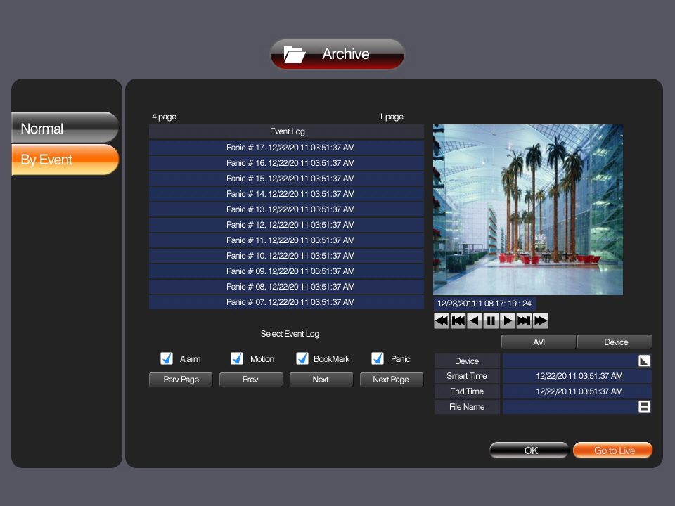  엑스알플러스가 출시한 스텐드얼론 DVR ‘XTR 500/700시리즈’의 사용자인터페이스(UI) 화면.
 