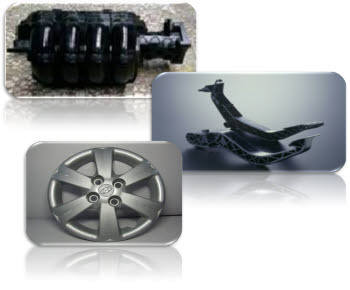 데스코가 개발한 엔지니어링 플라스틱을 이용해 제작된 자동차 부품들.