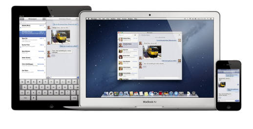애플은 새로운 데스크톱 운용체계 ` OS X 마운틴 라이언`으로 맥과 아이패드, 아이폰 사용자 경험 통합을 가속화하고 있다. 세가지 기기에서 똑같은 형태로 아이메시지를 주고 받을 수 있다.