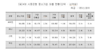 시중은행 중기 대출 줄일때 국민은행만 `늘렸다`