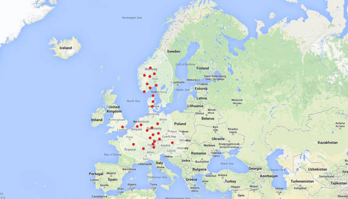 테슬라 고속 충전소 `슈퍼차저` 유럽 구축 현황 (27개)
