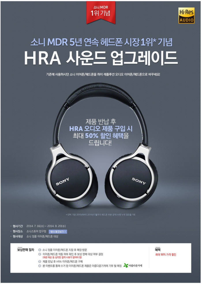 소니코리아, 8월 20일까지 HRA 사운드 보상판매 이벤트