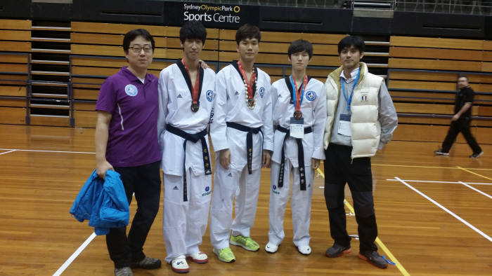 호주오픈 태권도대회에서 1위를 석권한 한국가스공사 태권도단 선수들.