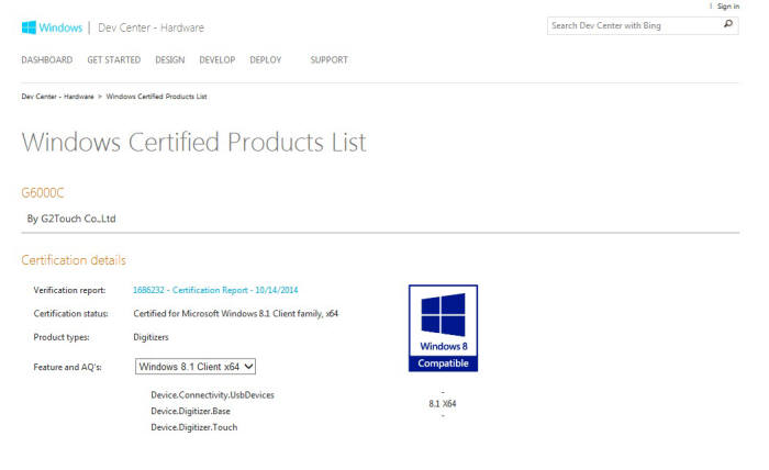 지투터치는 지난해 10월 원레이어 방식 터치IC로는 처음으로 윈도8 인증을 획득했다. `G6000C`는 지투터치의 터치IC 제품 코드.