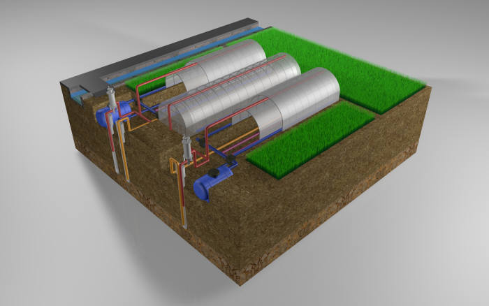 한국지질자원연구원이 개발한 대수층 순환식 수막재배 시스템 모형도.
