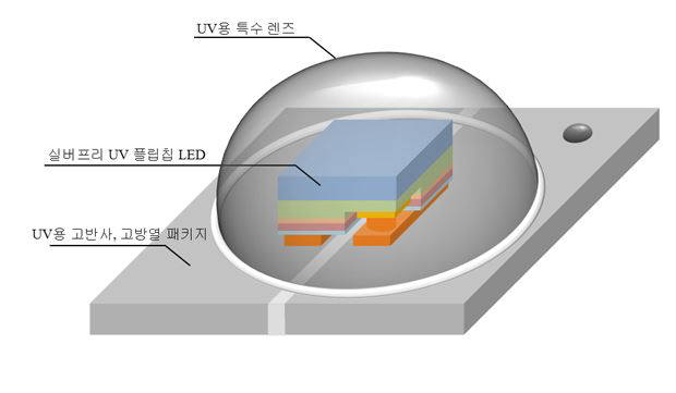 세미콘라이트가 개발한 실버프리 플릭칩 기반 LED 패키지 제품 구성도.