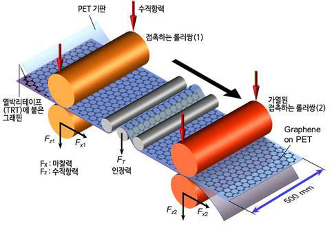 그래핀 롤 전사 공정 개념도.