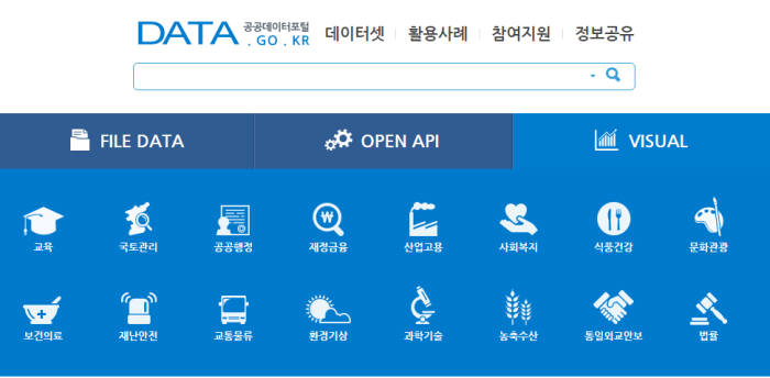 공공데이터포털 홈페이지 화면 이미지