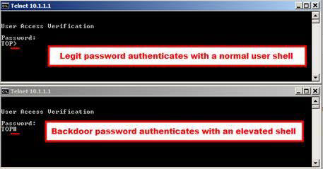 정상 패스워드와 백도어 패스워드을 이용한 인증 과정의 차이