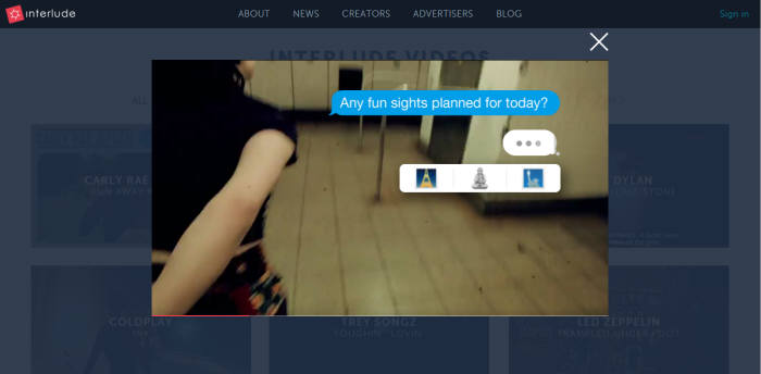 인터루드가 올해 기술을 접목한 칼리 레이 젭슨의 노래 `Run away with me` 뮤직비디오. 시청자가 원하는 방향으로 이야기가 전개된다. <사진=인터루드 홈페이지 캡처>