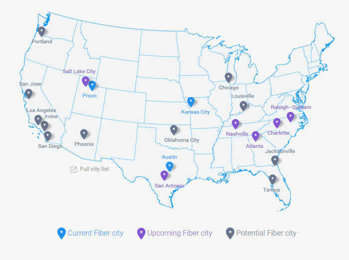 구글 파이버 서비스 지역에 LA와 시카고 추가