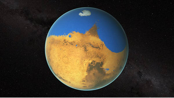 화성의 북극에는 한때 엄청난 물이 존재했지만 화성의 대기가 사라지면서 그 물의 87%가 날아가 버렸다. 사진=나사.j
