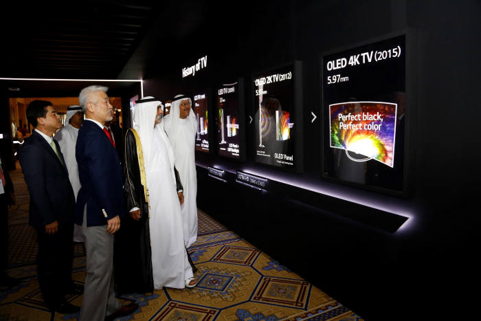 지난해 UAE 두바이에서 열린 LG전자 올레드 TV 신제품 발표회 <LG전자 제공>
