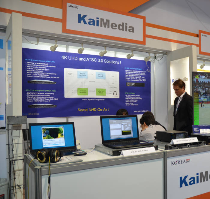 카이미디어는 ATSC 3.0에 적용할 수 있는 다중화 기기를 선보였다.