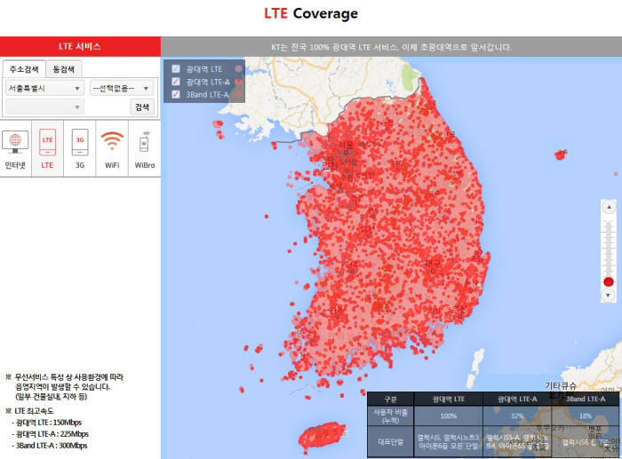 KT LTE 커버리지