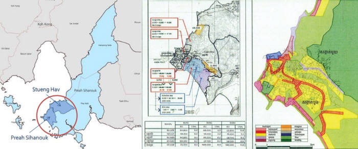 시아누크빌 사업대상 지역과 기존 마스터플랜