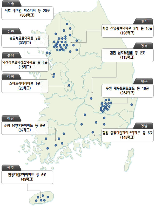 전기차 충전 식별장치 부착 건물 위치도. [자료:환경부]