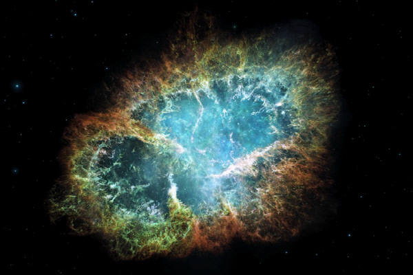 1054년 초신성 폭발 잔여물로 구성된 게자리 성운. 이 초신성은 지구 전역에서 관측되었다.