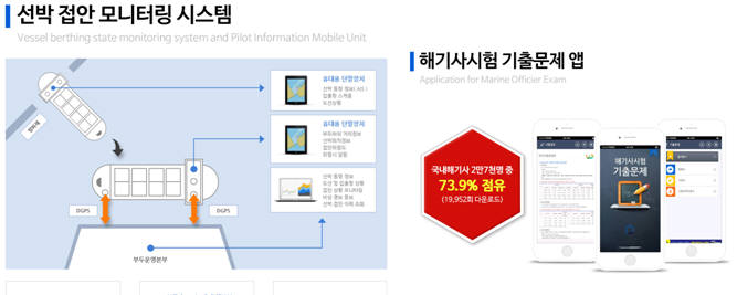 마린소프트 선박용 접안 모니터링 시스템과 해기사 시험 기출문제 애플리케이션.