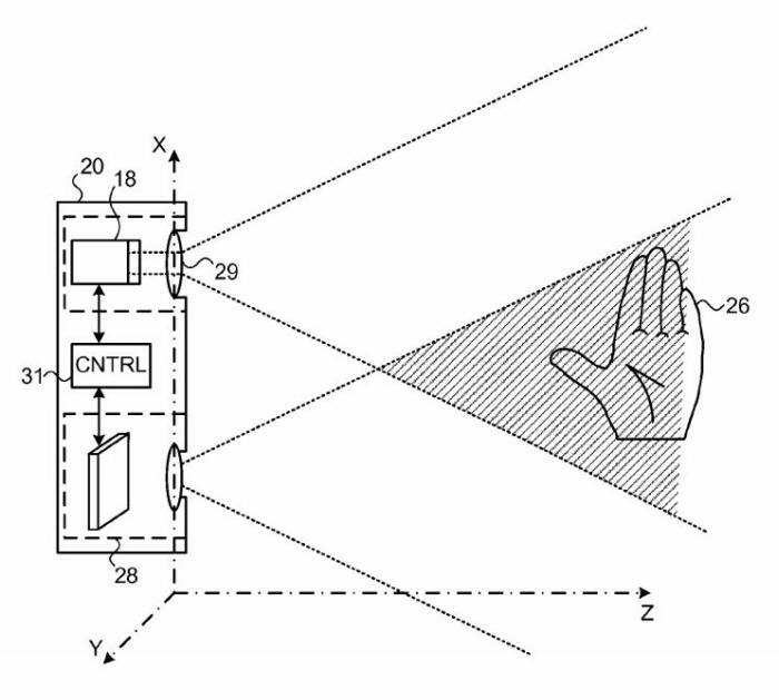 애플이 지난 7월 미국 특허상표청(USPTO)에 등록한 `패턴 프로젝터` 특허(US 9,400,177) / 자료: 미 특허상표청(USPTO)