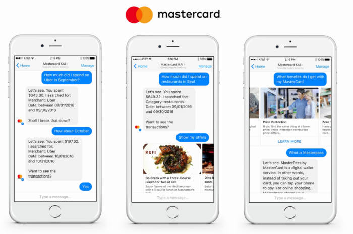 마스터카드가 소비한도를 설정하고, 대화하면서 결제까지 가능한 챗봇을 선보인다.