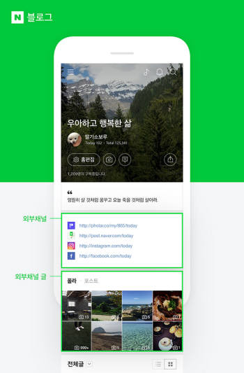네이버 모바일 블로그 외부채널 등록 이미지<사진 네이버>