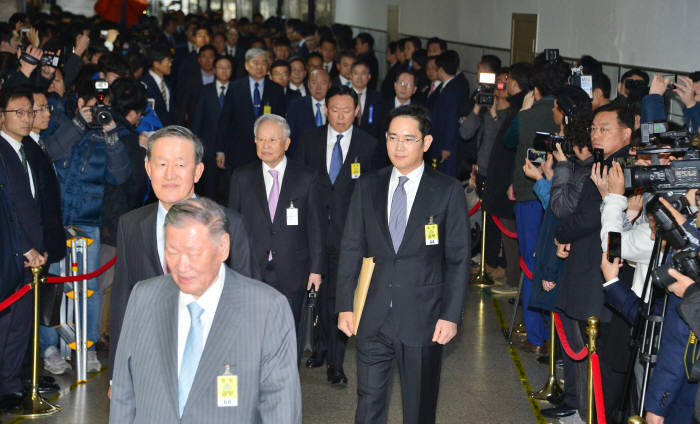 정몽구, 이재용 대기업 재벌 총수, 최순실 청문회 출석