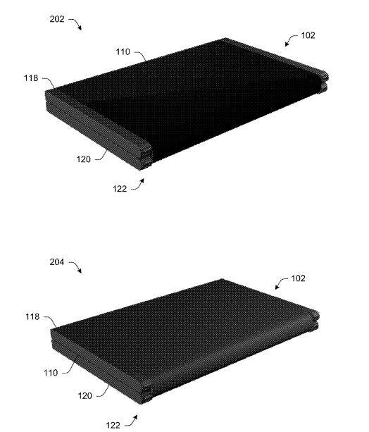 마이크로소프트가 지난 2014년 10월 미국 특허상표청(USPTO)에 출원한 `플렉시블 모바일기기` 관련 특허(공개번호 US20160109908) / 자료: USPTO