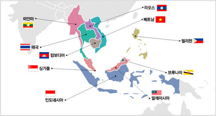 아세안 국가들 <출처: 싱가포르 한국상공회의소>