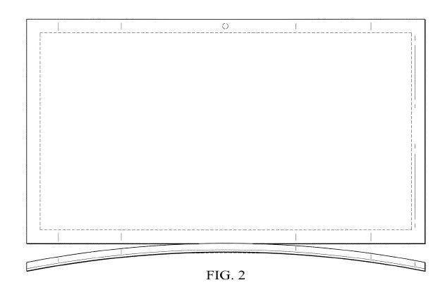 인텔의 곡면 디스플레이 노트북 특허(Electronic Device with Detachable Curved Display, 등록번호: US D771032). 앞에서 보면 자판이 위로 볼록하다. / 자료:미국 특허상표청(USPTO)