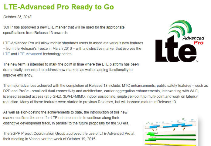 국제 표준화 단체 3GPP는 5G 직전 마지막 LTE 단계를 LTE-A 프로라고 명명했다.