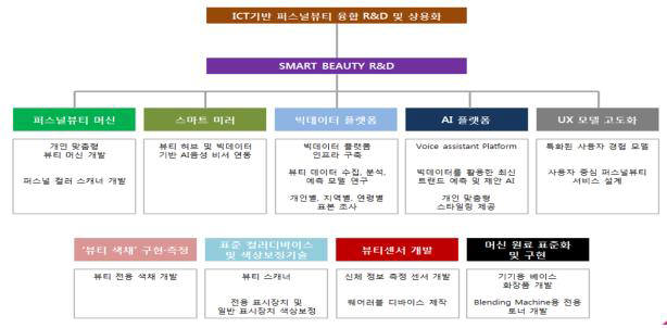 ICT 융합 뷰티 4.0 상용화 기술개발 사업 구조