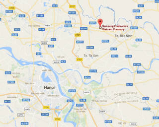 베트남 박닌 성 옌퐁산업단지에 위치한 삼성전자 휴대폰 공장. 이 곳을 중심으로 휴대폰 협력사들이 밀집해 있다.