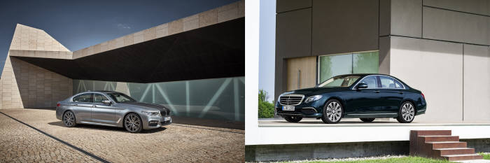 BMW 신형 5시리즈와 메르세데스-벤츠 신형 E클래스 (제공=각사)