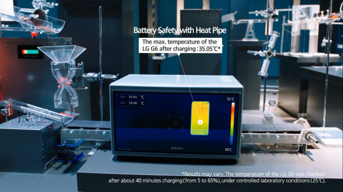 LG G6 안전성·내구성 극한 테스 영상 캡처.
