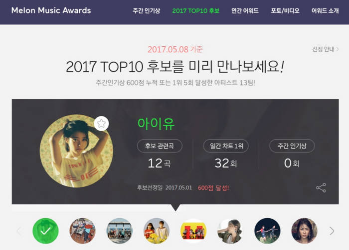 2017 TOP 10 후보 이미지<사진 로엔엔터테인먼트>