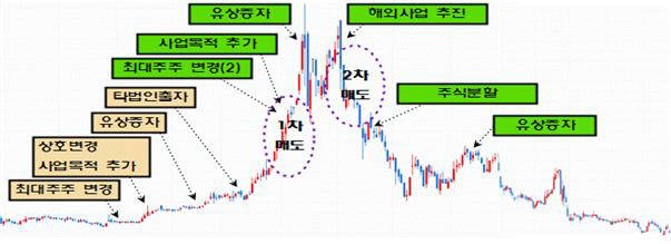 기획형 복합불공정거래 사건 주가흐름 예시 <자료: 한국거래소 시장감시위원회>